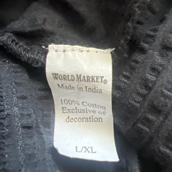 World Market Jumpsuit Womens L/XL Black Cropped Wide Leg Pockets Boho Flowy - Picture 5 of 12